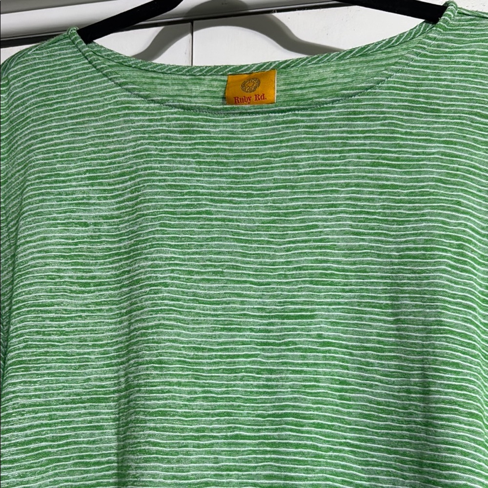 Ruby Rd. Green Striped Dress. - Picture 2 of 2